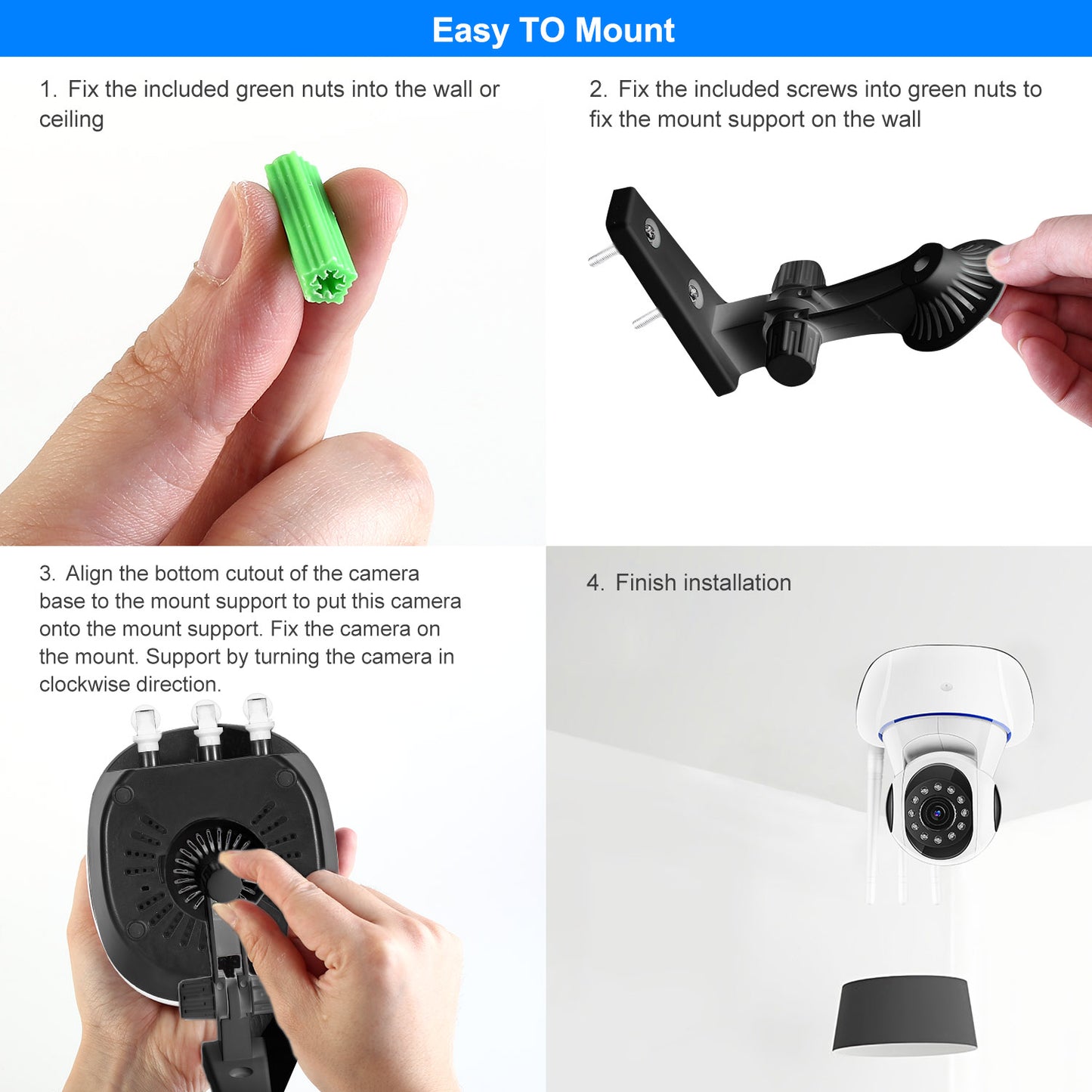 LJGelectro - 720P WiFi IP Camera Motion Detection IR Night Vision Camcorder Indoor 360° Coverage Security Surveillance App Cloud Available for Baby Elder