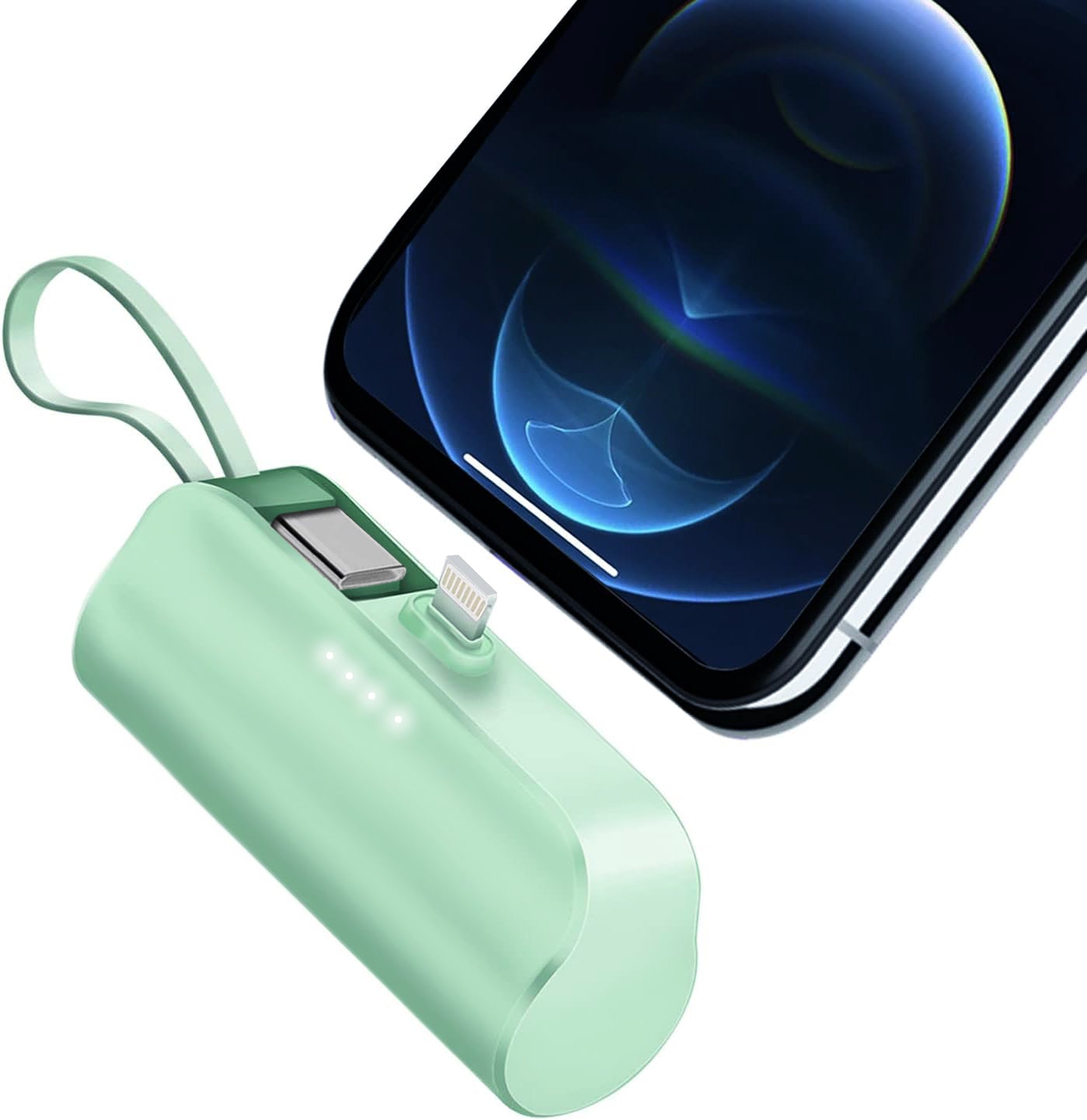 LJGelectro - 5000mAh Portable Phone Charger Built-in Type-C IOS Cable Dual Output Power Bank Compact Size Compatible with IOS Phone Samsung