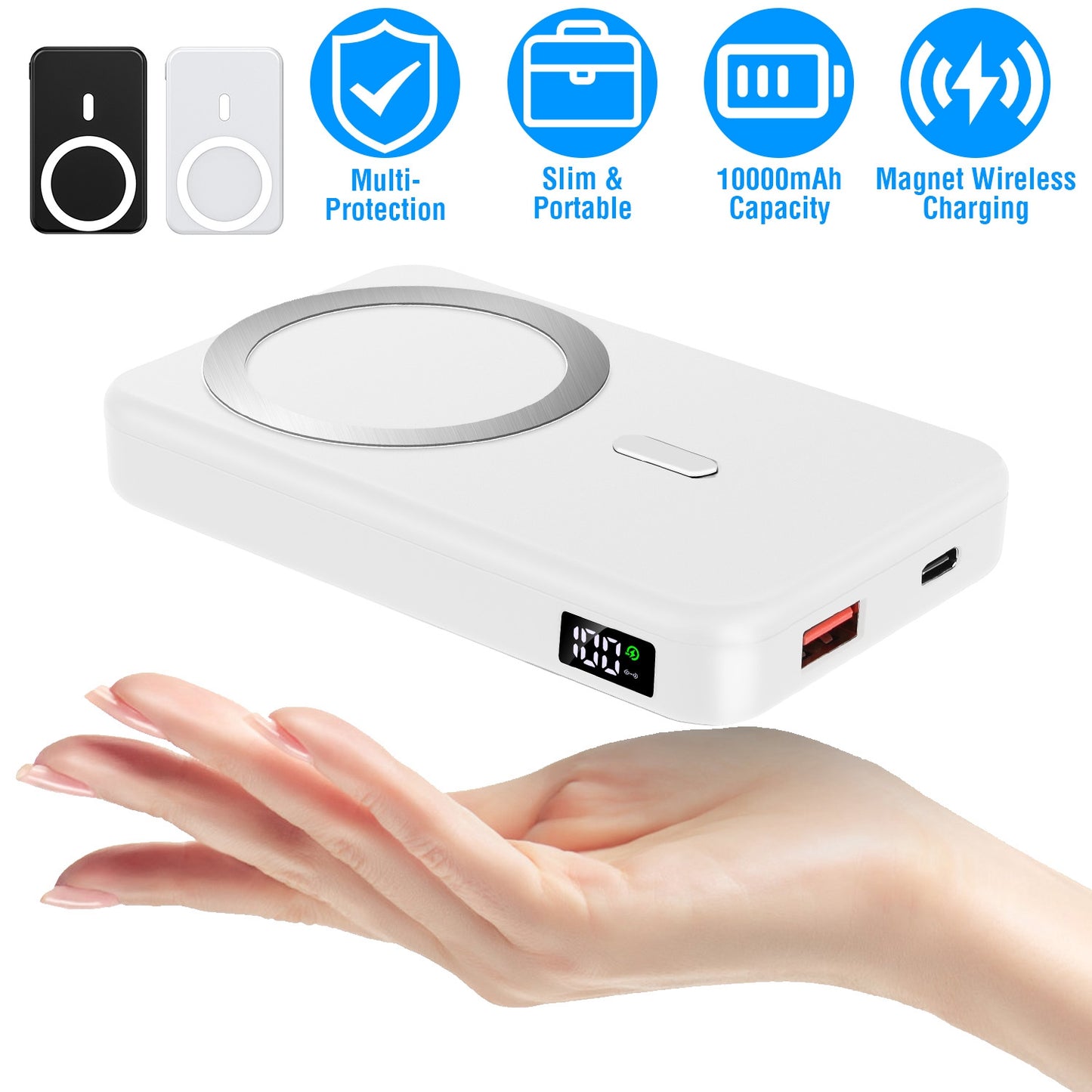 LJGelectro - Wireless Power Bank 10000mAh Magnetic Portable Charger 22.5W Fast Charging Fit for iPhone 12/13 /Pro/Mini/Pro Max