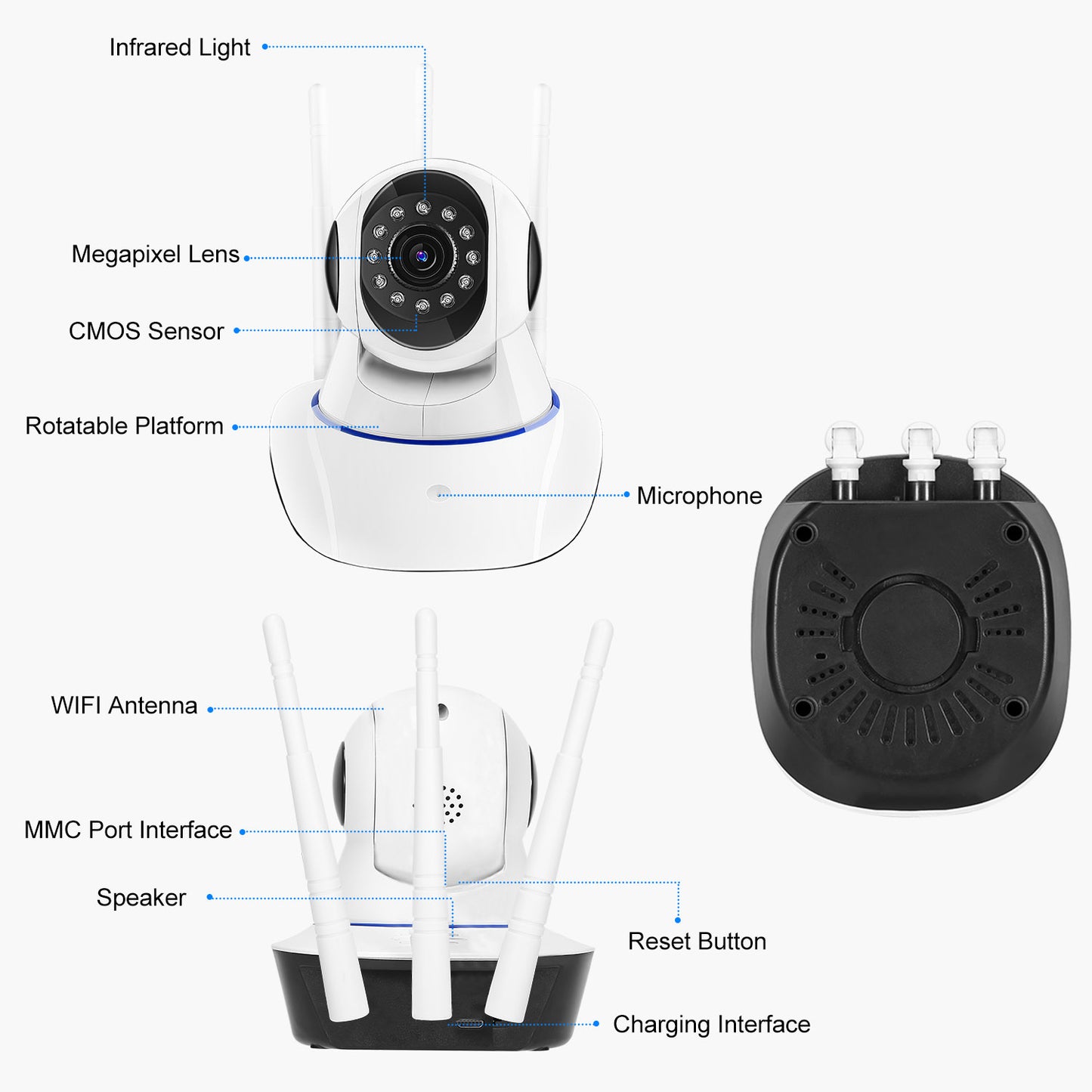 LJGelectro - 720P WiFi IP Camera Motion Detection IR Night Vision Camcorder Indoor 360° Coverage Security Surveillance App Cloud Available for Baby Elder