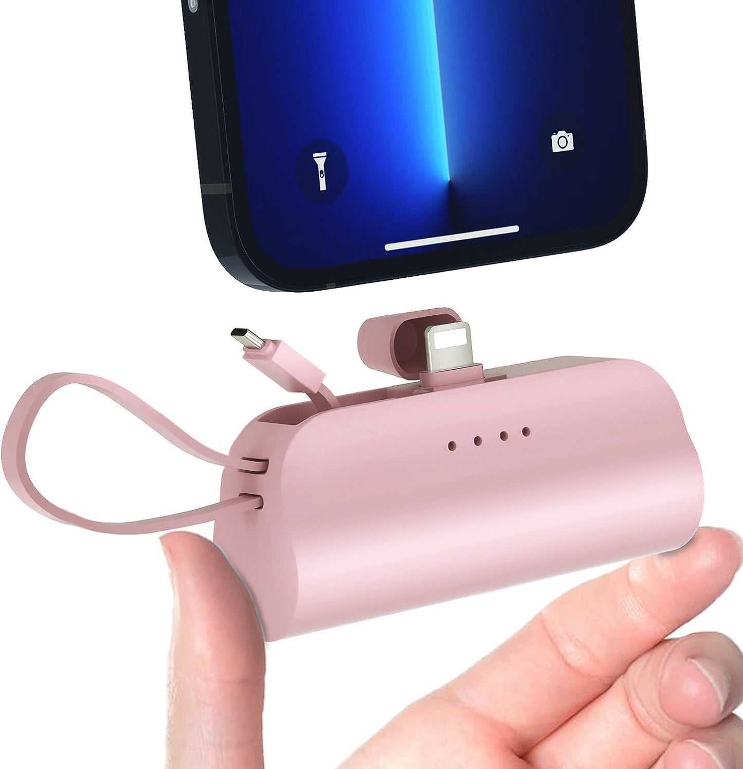 LJGelectro - 5000mAh Portable Phone Charger Built-in Type-C IOS Cable Dual Output Power Bank Compact Size Compatible with IOS Phone Samsung