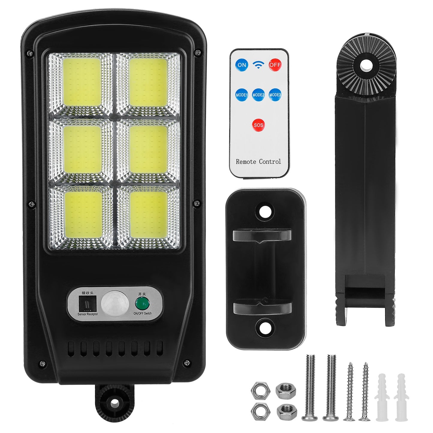 LJGelectro - Solar Powered Wall Lights Outdoor 128LED Beads Motion Sensor Lamp IP65 Waterproof 3 Modes Sensor Light W/ Remote Control For Street Front Door Deck