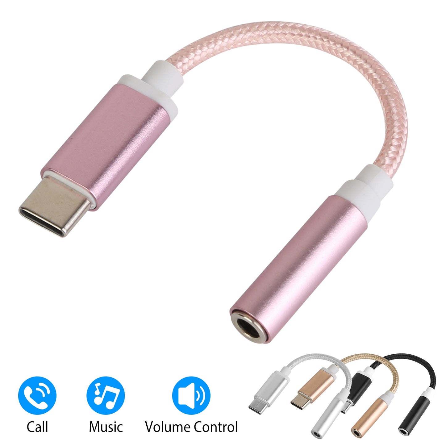 LJGelectro - USB-C Type C Adapter Port to 3.5mm Aux Audio Jack Earphone Headphone Cable Cord