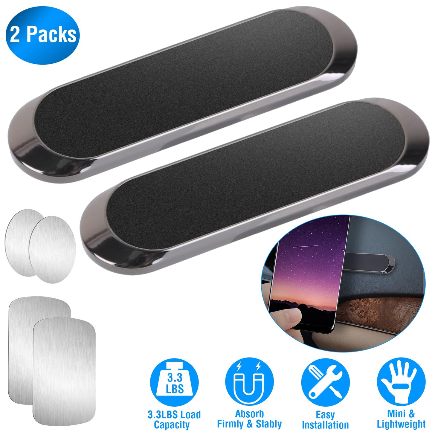 LJGelectro - 2 Pack Universal Magnetic Car Mounts Dashboard Magnet Phone Holder Stand Fit for iPhone Galaxy iPad