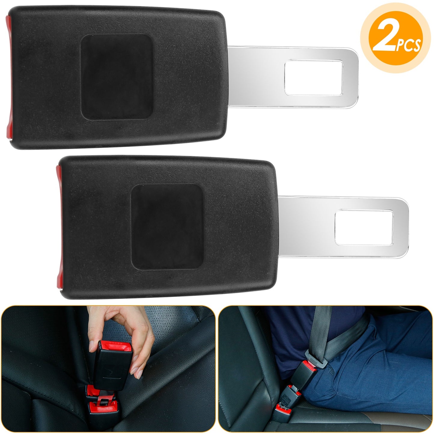 LJGelectro - 2Pcs Universal Car Extension Socket Buckles Auto Safety Extender Clip Alarm Stopper Comfortable For Pregnant Compatible w/ Most Cars