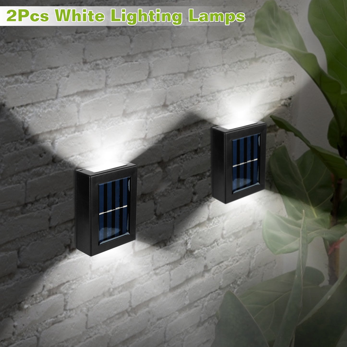 LJGelectro - 2Pcs Solar Deck Lights Outdoor 2LED Beads Waterproof Sensor Fence Stair Lamps For Patio Landscape Yard White Lighting Color