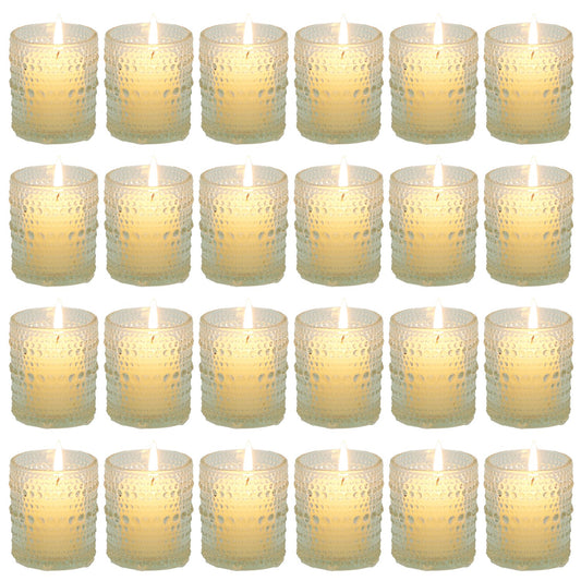 LJGelectro - 24Pcs Clear Glass Candle Holders Votive Tealight Candle Holder Set for Wedding Party Birthday Table Centerpiece Decor