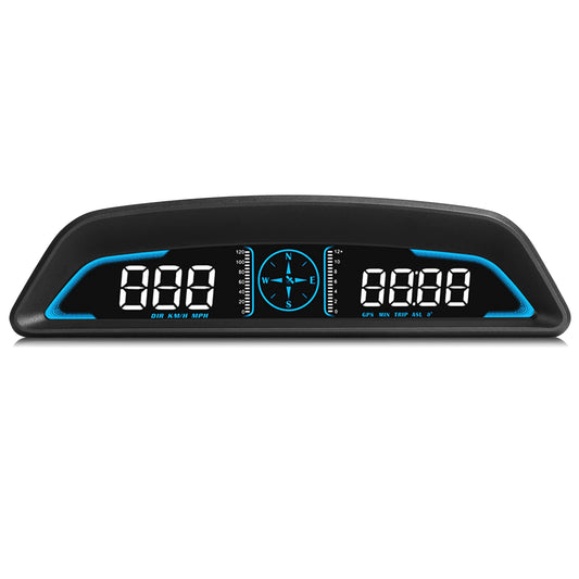 LJGelectro - Universal Car HUD GPS Head up Display Speedometer Odometer with Acceleration Time Compass Altitude Driving Distance Over Speed Alarm HD LED Display fo