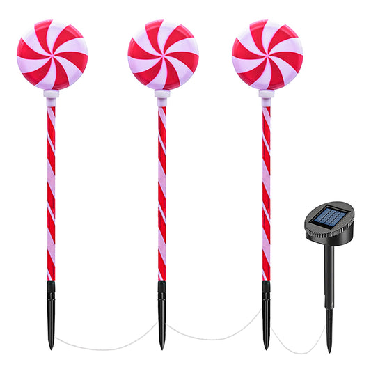 LJGelectro - Solar Christmas Candy Light Set of 3 IP65 Waterproof Solar Lollipops Stake Lamp for Patio Yard Garden Pathway Outdoor Christmas Decorative Light