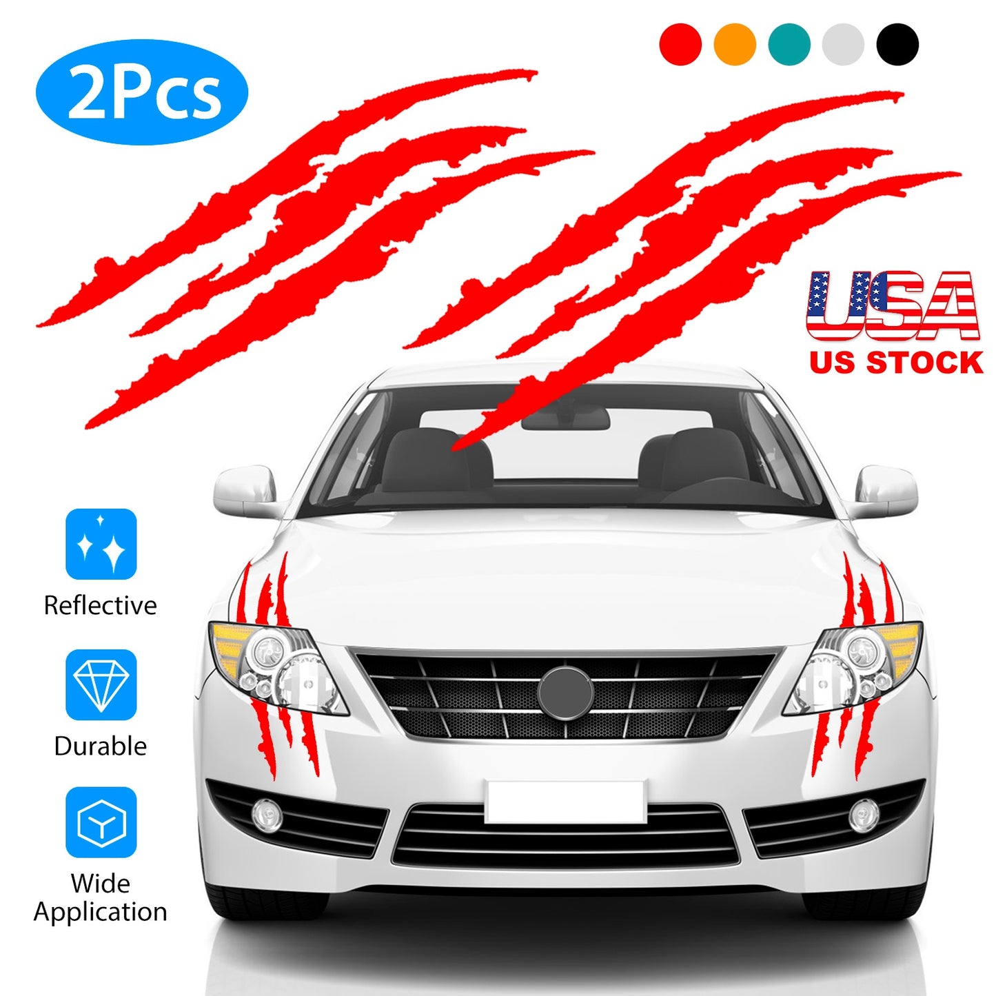 LJGelectro - 2Pcs Car Claw Mark Headlight Sticker Stripe Scratch Decal for Sport Car Truck Window Motorcycle