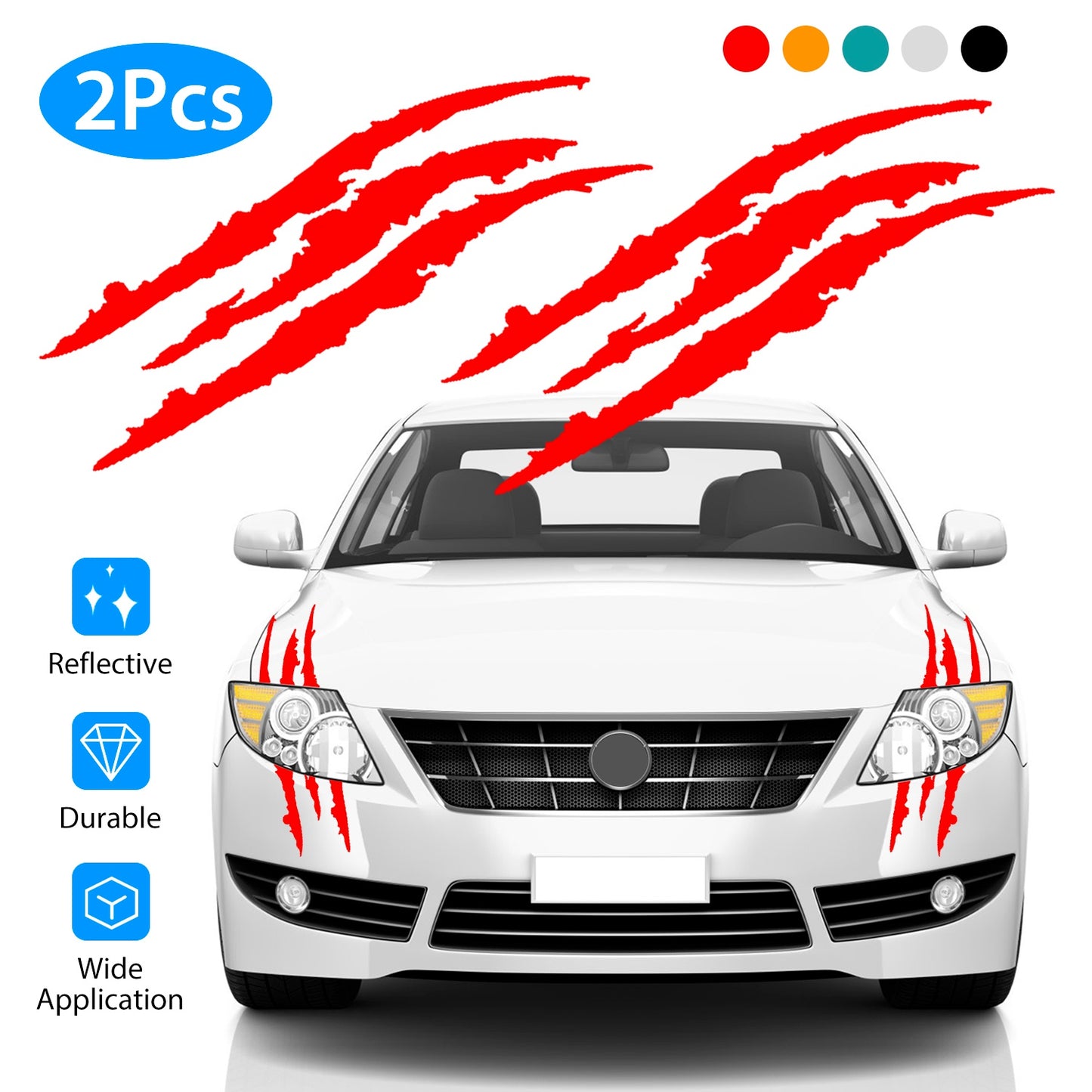 LJGelectro - 2Pcs Car Claw Mark Headlight Sticker Stripe Scratch Decal for Sport Car Truck Window Motorcycle