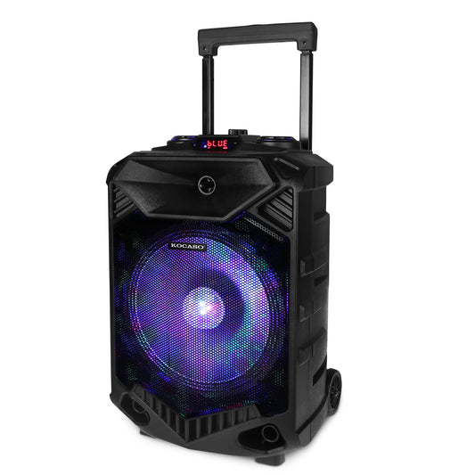 LJGelectro - Wireless Party Speaker 12in Woofer Bass Party Speaker w/ Cordless Microphone FM Radio USB Reading MMC Car Slot Aux-In Flashing LED Colorful Lights