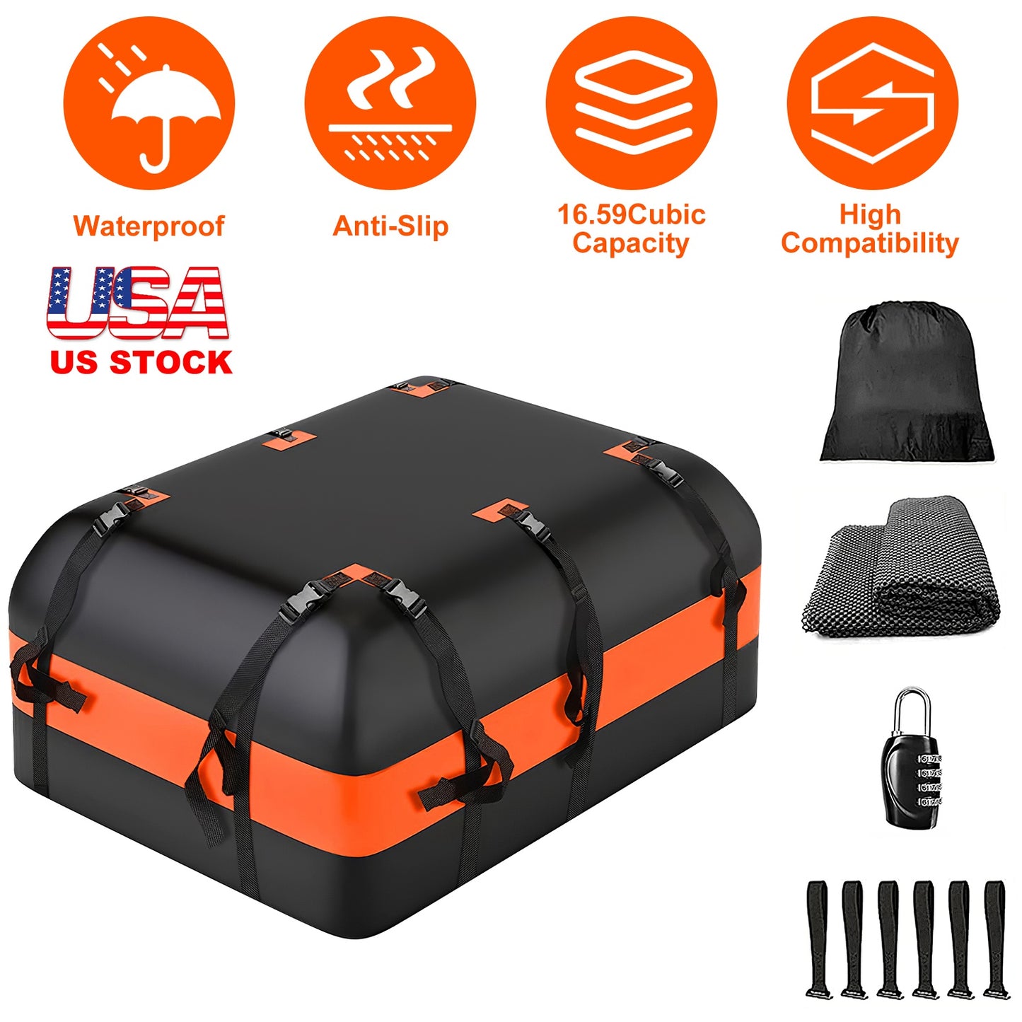 LJGelectro - Cargo Carrier Bag Rooftop Travel Bag 16 Cubic Feet Waterproof Luggage Storage Carriers Anti-Slip Mat Suit for All Vehicle