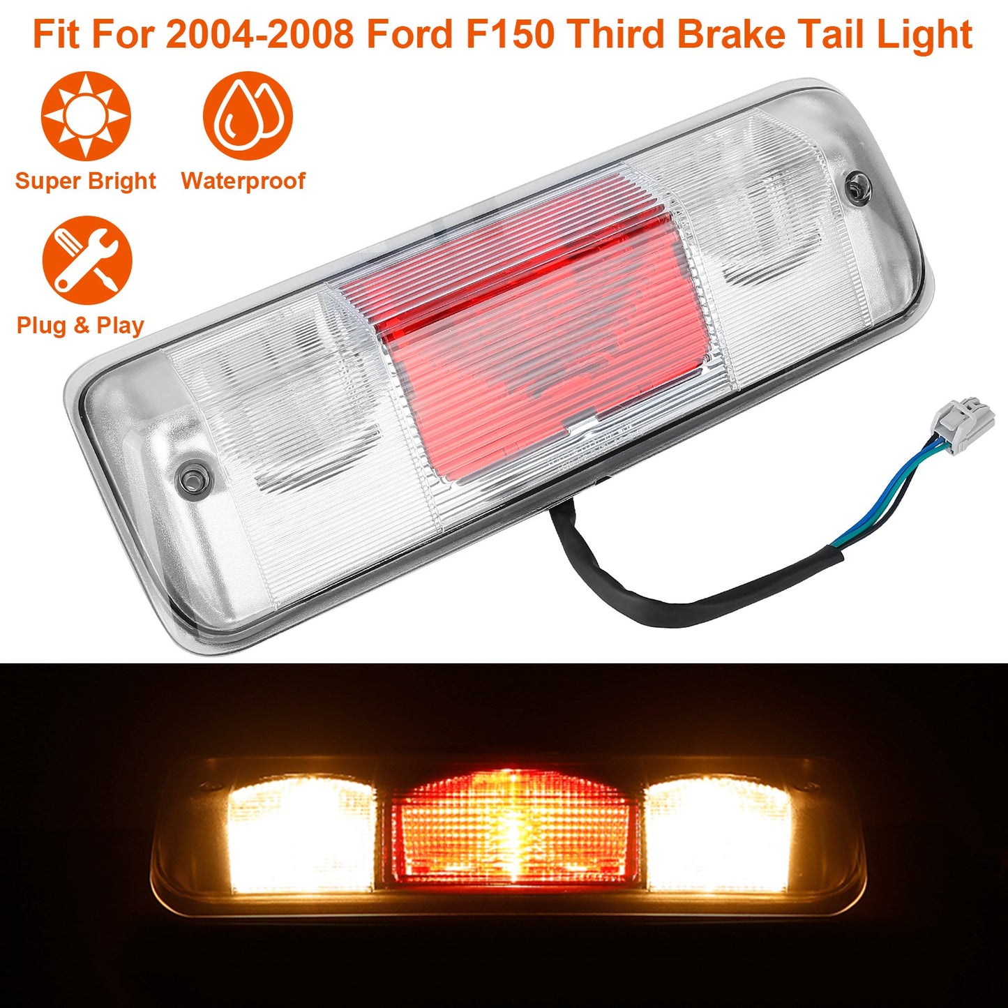 LJGelectro - Fit For 2004-2008 Ford F150 Third Brake Tail Light Cargo Lamp Bar Rear Center High Mount Stop Light