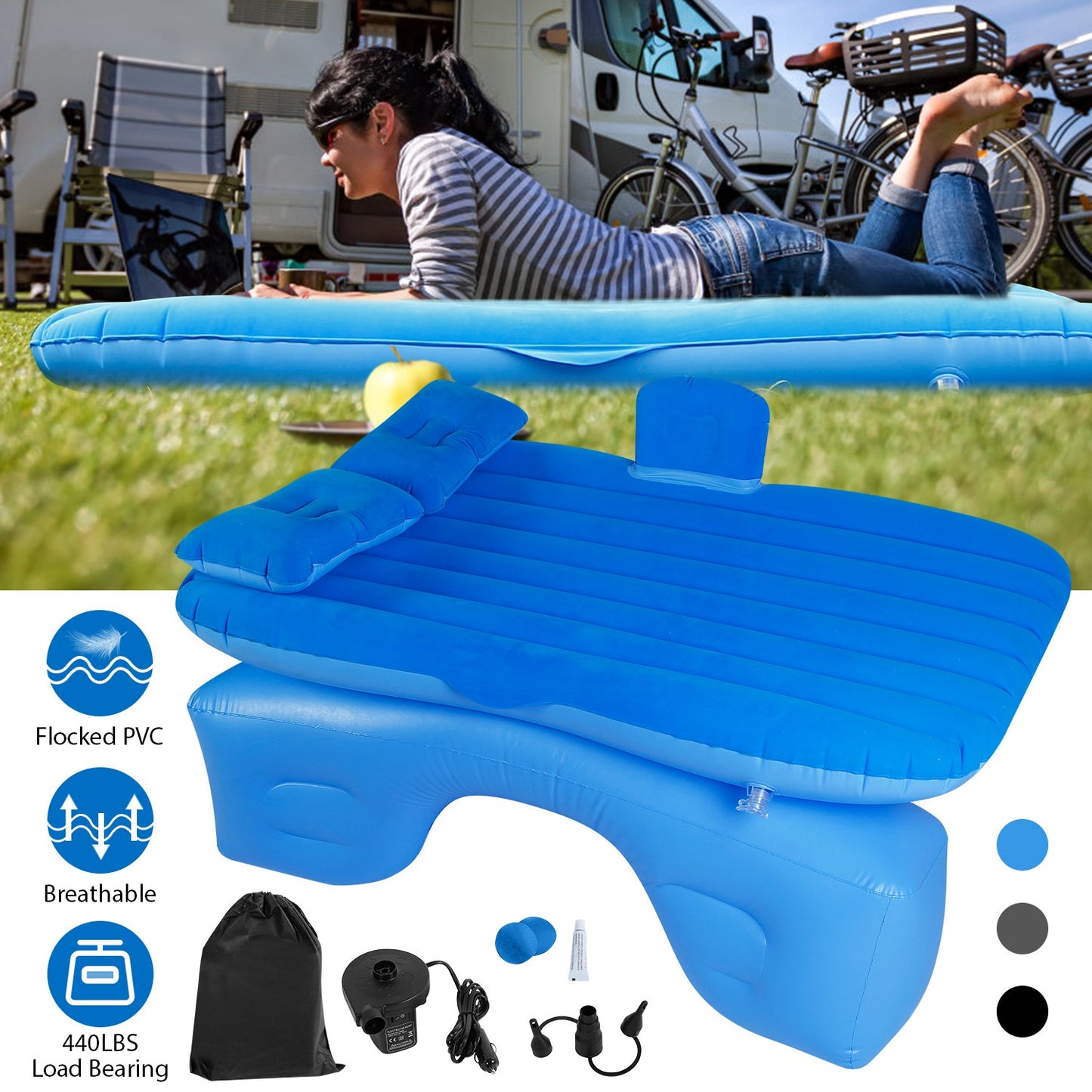 LJGelectro - Car Air Mattress Bed Inflation Car Mattress Bed Portable Travel Camping Sleep Mat Car Inflation Bed For Trip