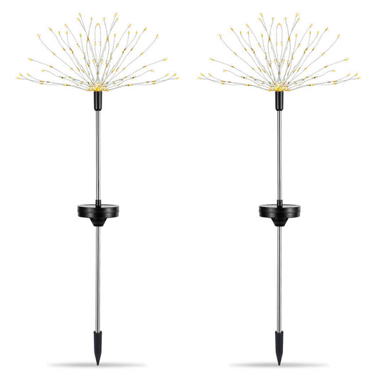 LJGelectro - 2Pcs Solar Powered Starburst Lights 240 LEDs Firework Lamp Garden Path Decor Lights