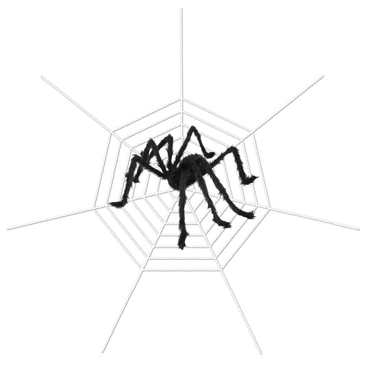 LJGelectro - Halloween Decorations Spider Outdoor 49inch Halloween Spider with 126 inch Tarantula Mega Spider Web Hairy Poseable Scary Spider Outdoor Yard Creepy D