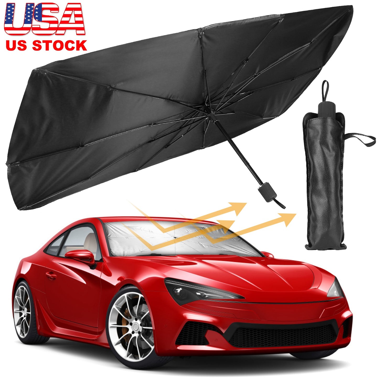 LJGelectro - Car Sunshade Umbrella Foldable Sun Visor Protector Car Windshield Reflector Umbrella