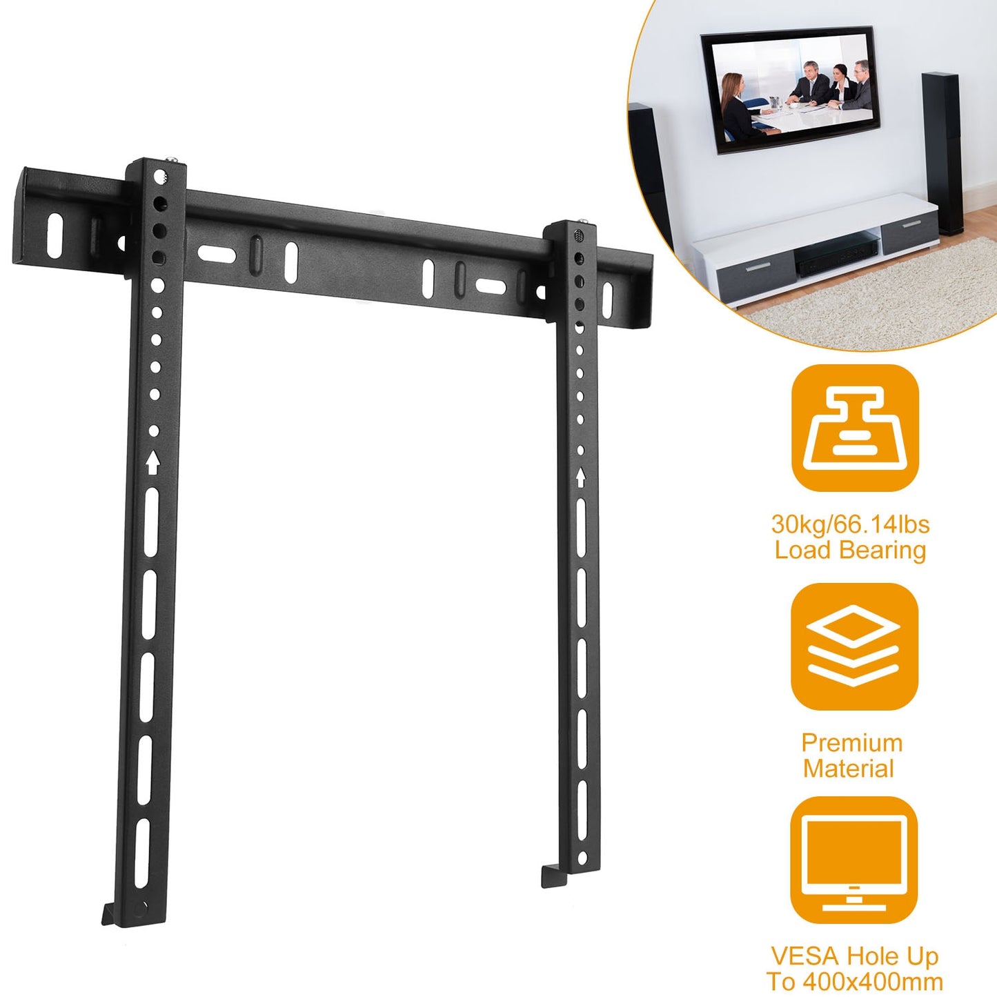 LJGelectro - TV Wall Mount TV Wall Holder Bracket Support 32-65 inch Flat TV Max Hole Distance 400x400mm Hold Up To 30kg/66.14lbs