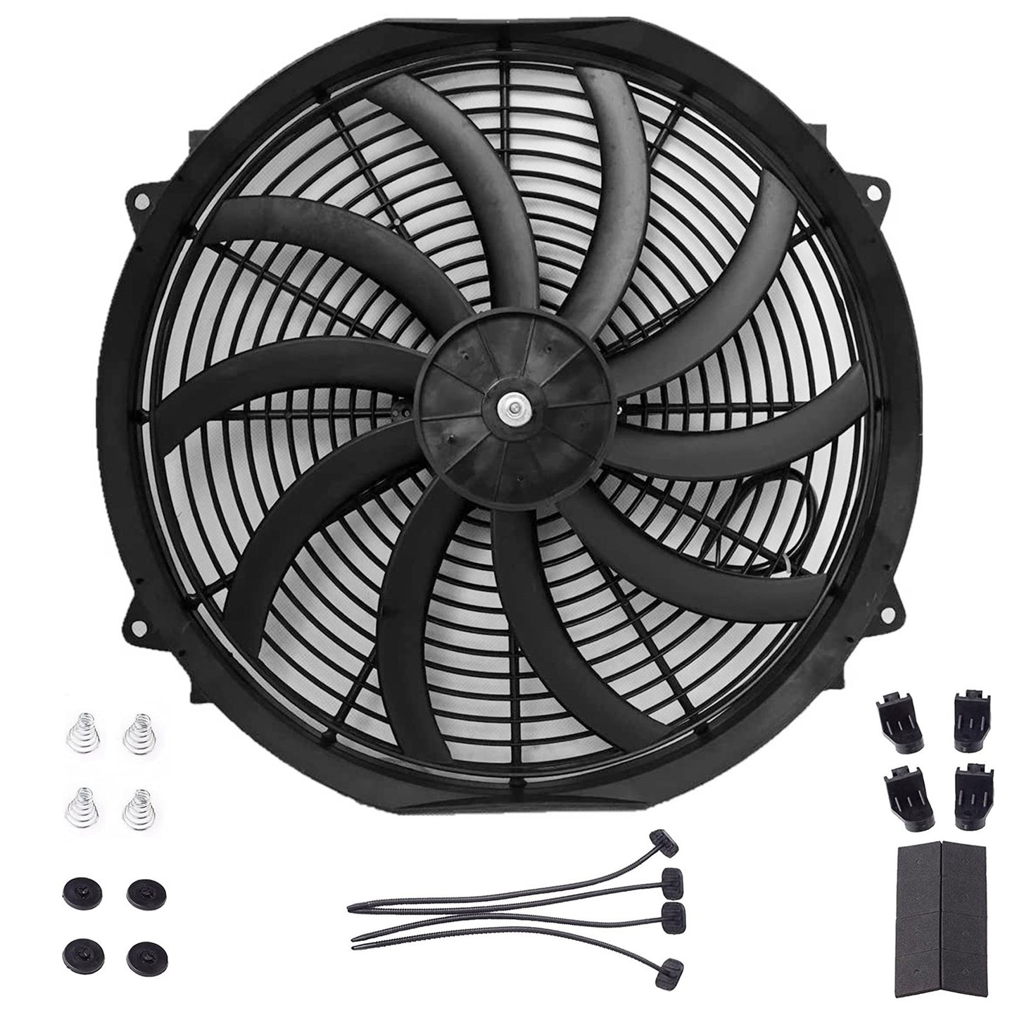 LJGelectro - 16 Inch Electric Radiator Cooling Fan 12V 120W 10 Blades Car w/ Mounting Kit