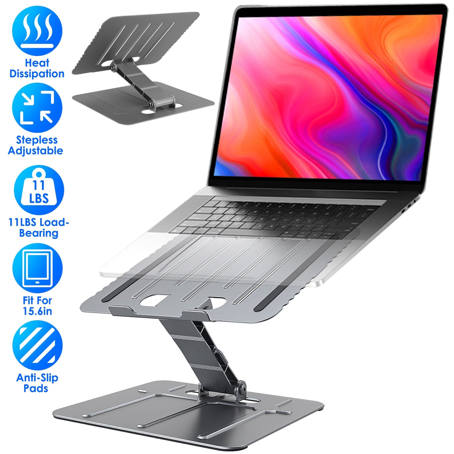 LJGelectro - Laptop Stand Riser Stepless Angle Adjustable Ergonomic Notebook Holder Heat Dissipation Notebook Elevator for Laptop Tablet Drawing Board up to 15.6in