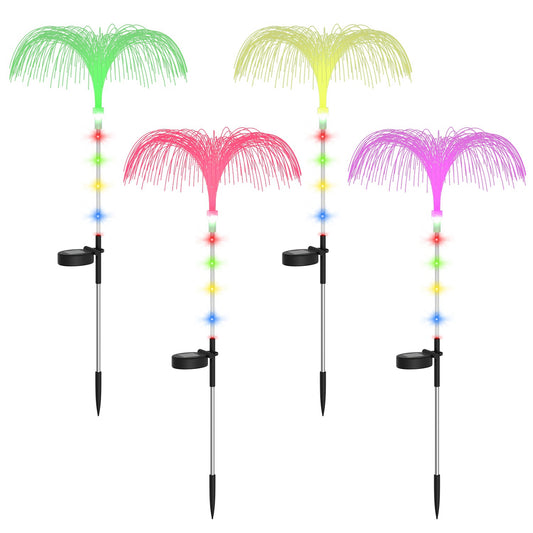 LJGelectro - 4Pcs Solar Powered Jellyfish Lights IP44 Waterproof Decorative Outdoor Lamps 7 Color Changing Night Light