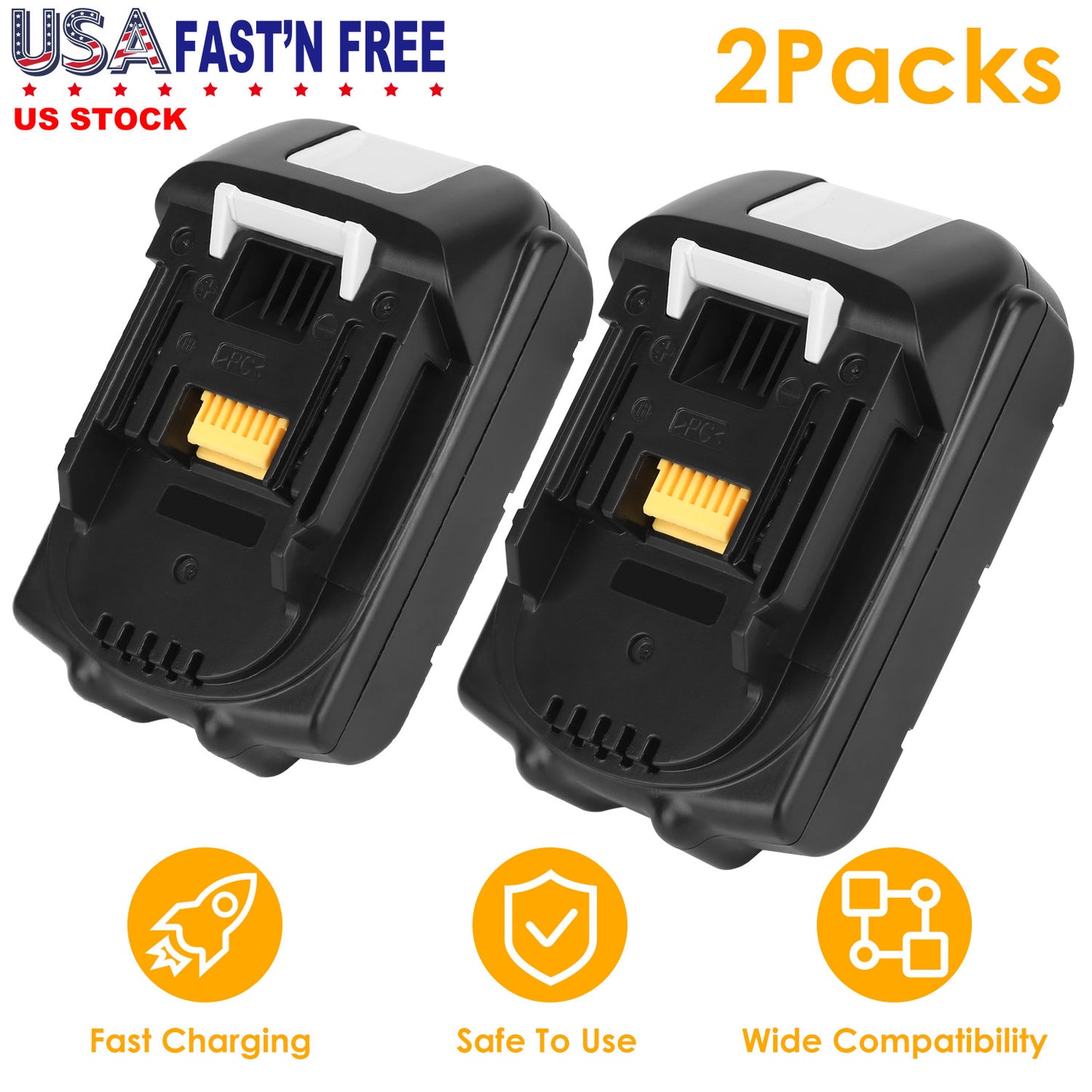 LJGelectro - 2Packs 18V Li-ion Power Tool Battery Replacement Fit for Makita 194205-3 194309-1 BL1830 BL1815 LXT400