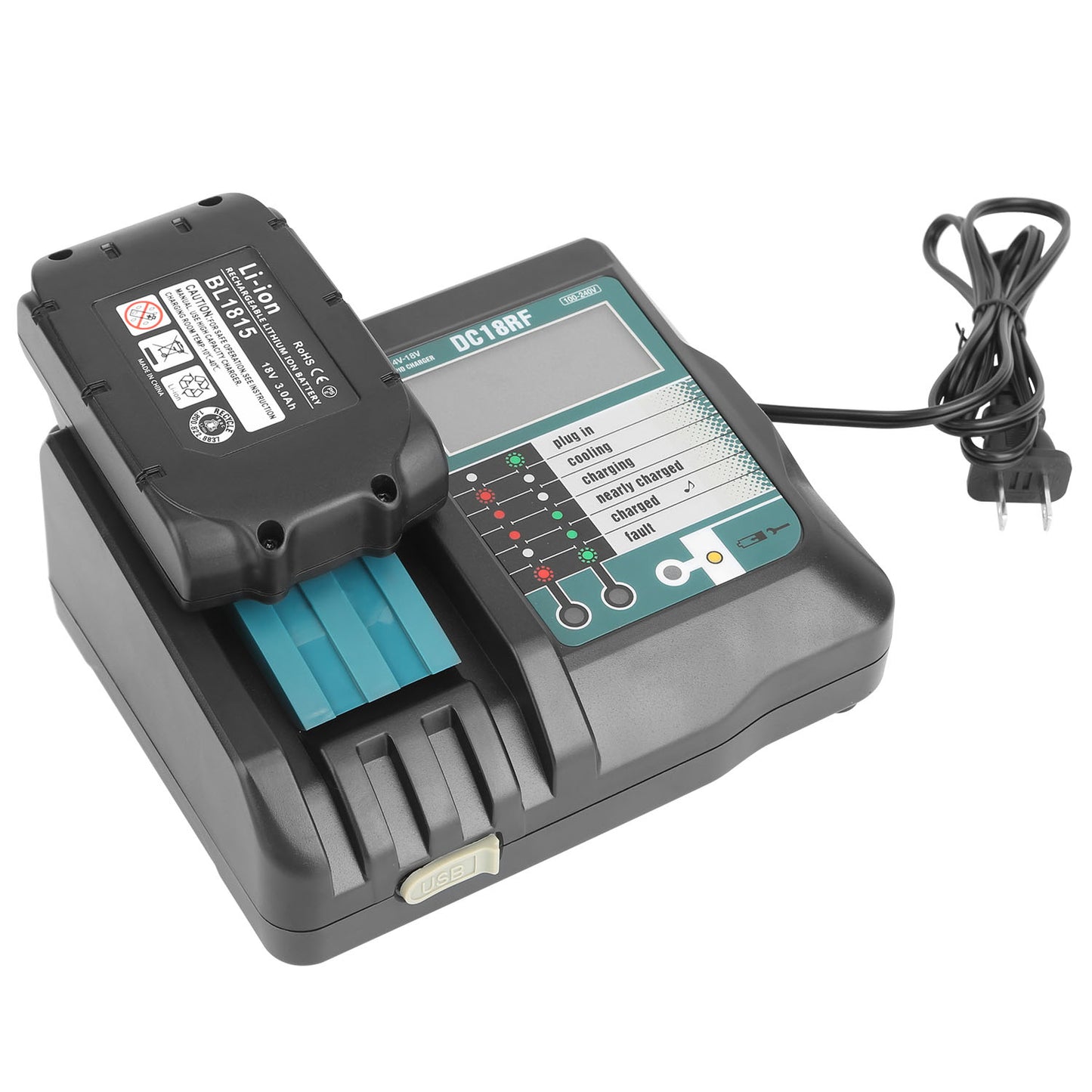 LJGelectro - Rapid Charger Replacement Fit for Makita 14.4-18V Battery BL1860 BL1830 BL1850 with
 
 LCD Display USB Port