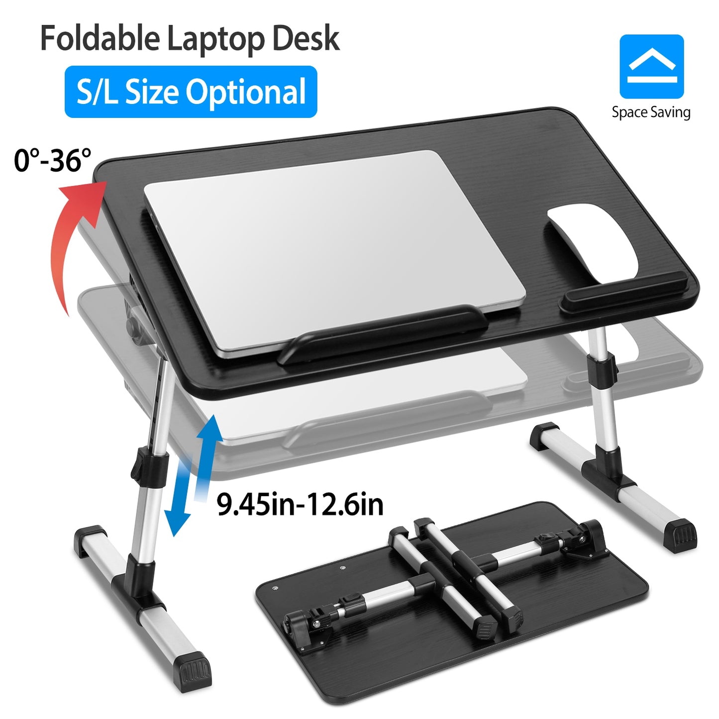 LJGelectro - Foldable Laptop Stand Height Angle Adjust Notebook Bed Desk Breakfast Reading Table For Sofa Couch Floor Dormitory