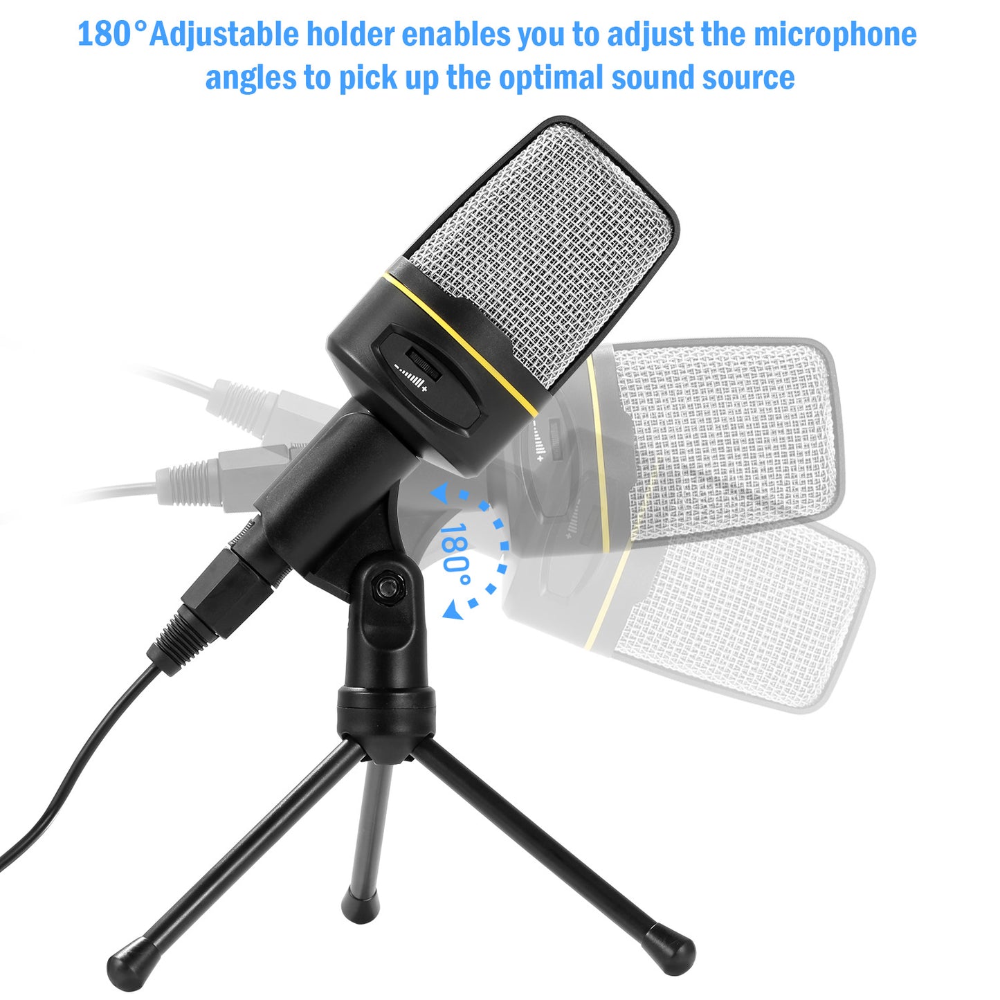 LJGelectro - Pro Condenser Microphone w/ Tripod Stand Audio Studio Recording Desktop Mic Flexible Mic For Podcasting Broadcasting Gaming Chatting Webcasting w/3.5m