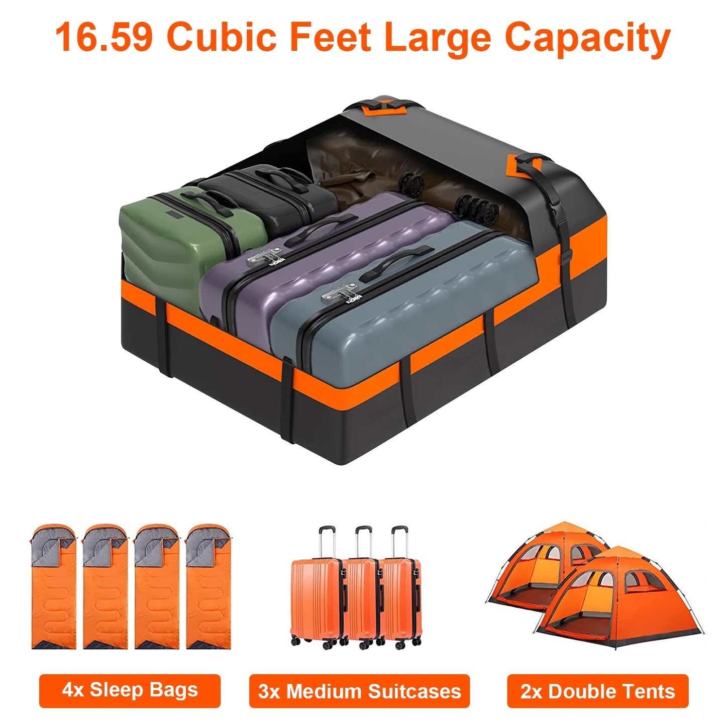 LJGelectro - Cargo Carrier Bag Rooftop Travel Bag 16 Cubic Feet Waterproof Luggage Storage Carriers Anti-Slip Mat Suit for All Vehicle