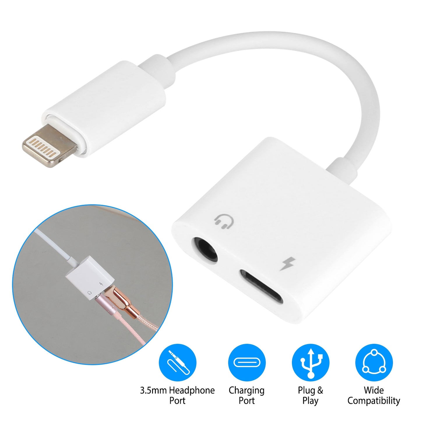 LJGelectro - 2 In 1 3.5mm Headphone Adapter Charger Audio Splitter Dongle Adapter Fit for iPhone 13/13Pro/SE/12/12 Mini/12 Pro/12 Pro Max/iPhone 11/11 Pro/11 Pro M