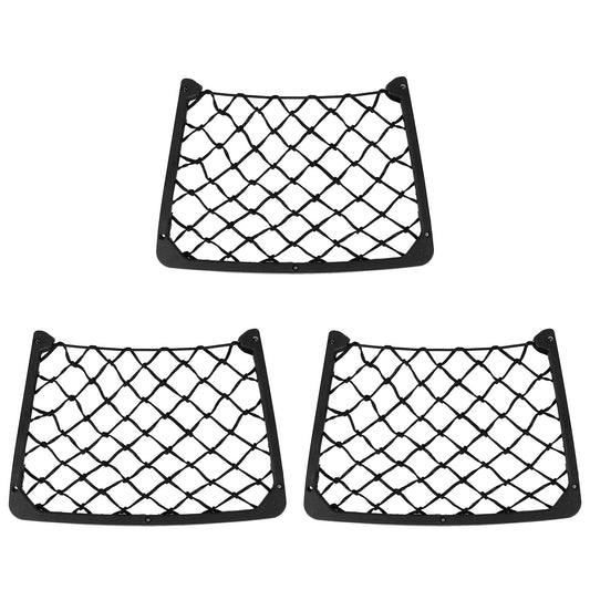 LJGelectro - 3Pcs Mesh Pockets Seat Side Back Wallet Phone Storage Net Bag Framed Stretch Car Bus Organizer Holder For Auto RV SUV Boat