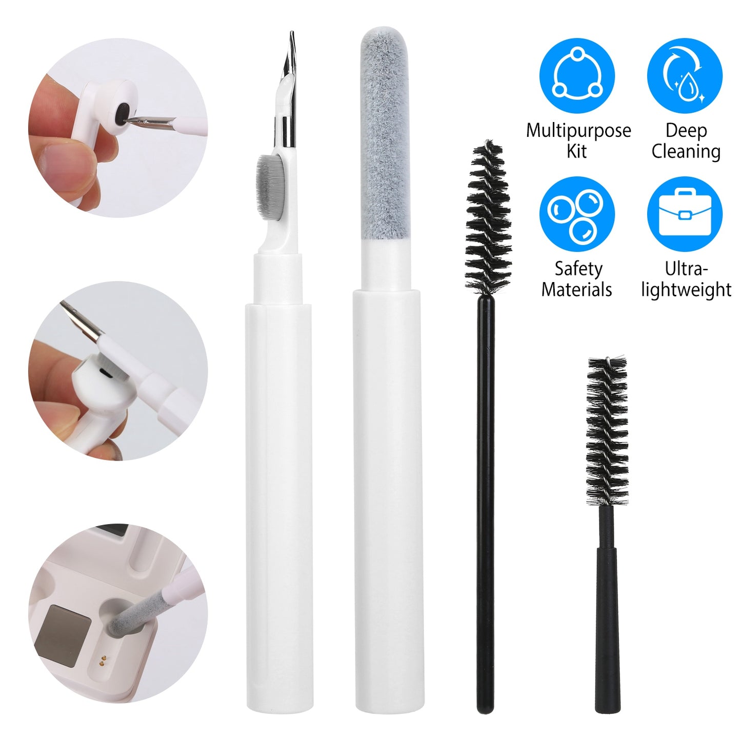 LJGelectro - Cleaning Kit Short Spiral Brush Long Spiral Brush Cleaning Pen Flocking Sponge Brush Pen Fit For Airpods Charging Case Camera Phone