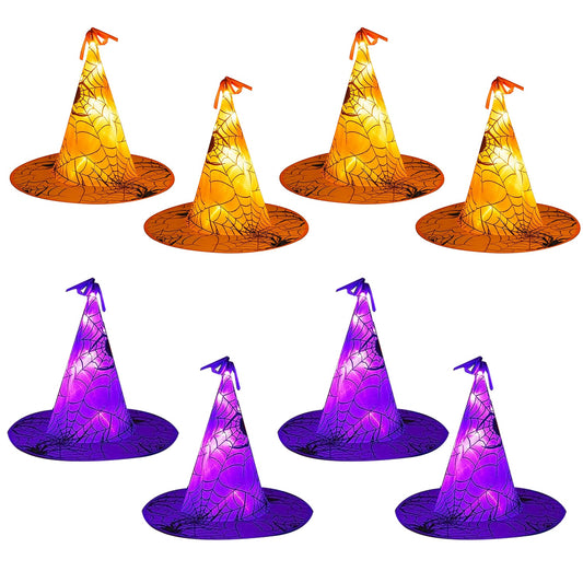 LJGelectro - 8 Pack 13FT Witch Hat Hanging String LED Light Halloween Decoration Battery Powered Remote Control 8 Lighting Modes Glowing Outdoor Indoor Halloween P