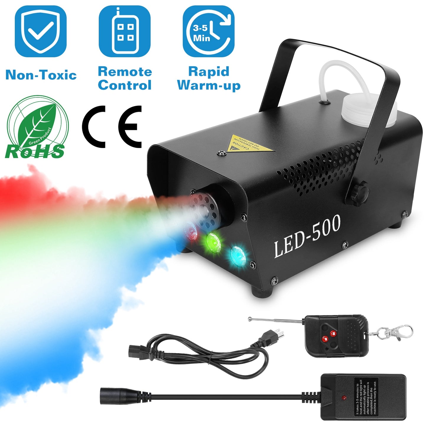 LJGelectro - 400W Fog Machine RGB LED Party Club DJ Fogger Rapid Heating Remote Control Wedding Stage Smoke Machine