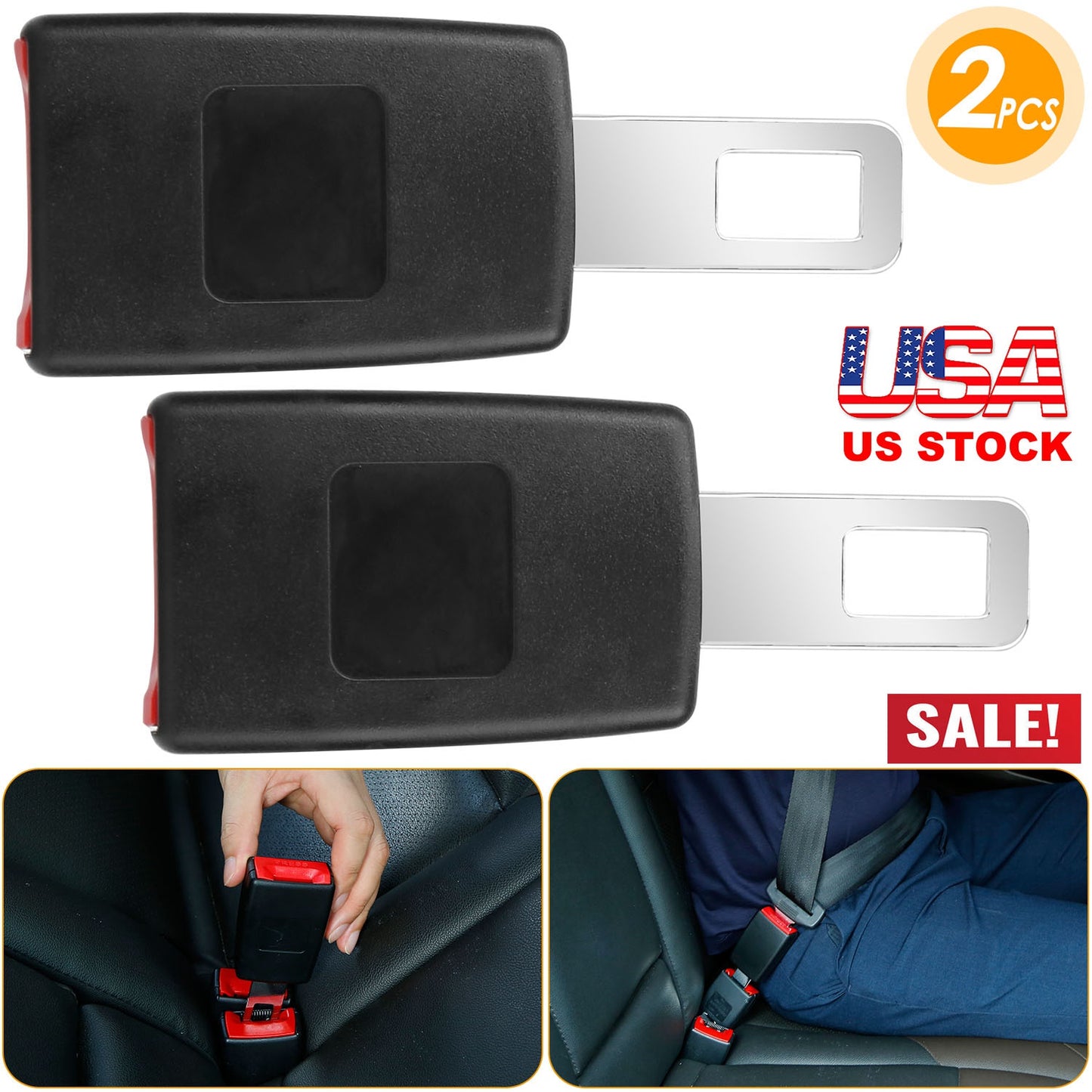 LJGelectro - 2Pcs Universal Car Extension Socket Buckles Auto Safety Extender Clip Alarm Stopper Comfortable For Pregnant Compatible w/ Most Cars