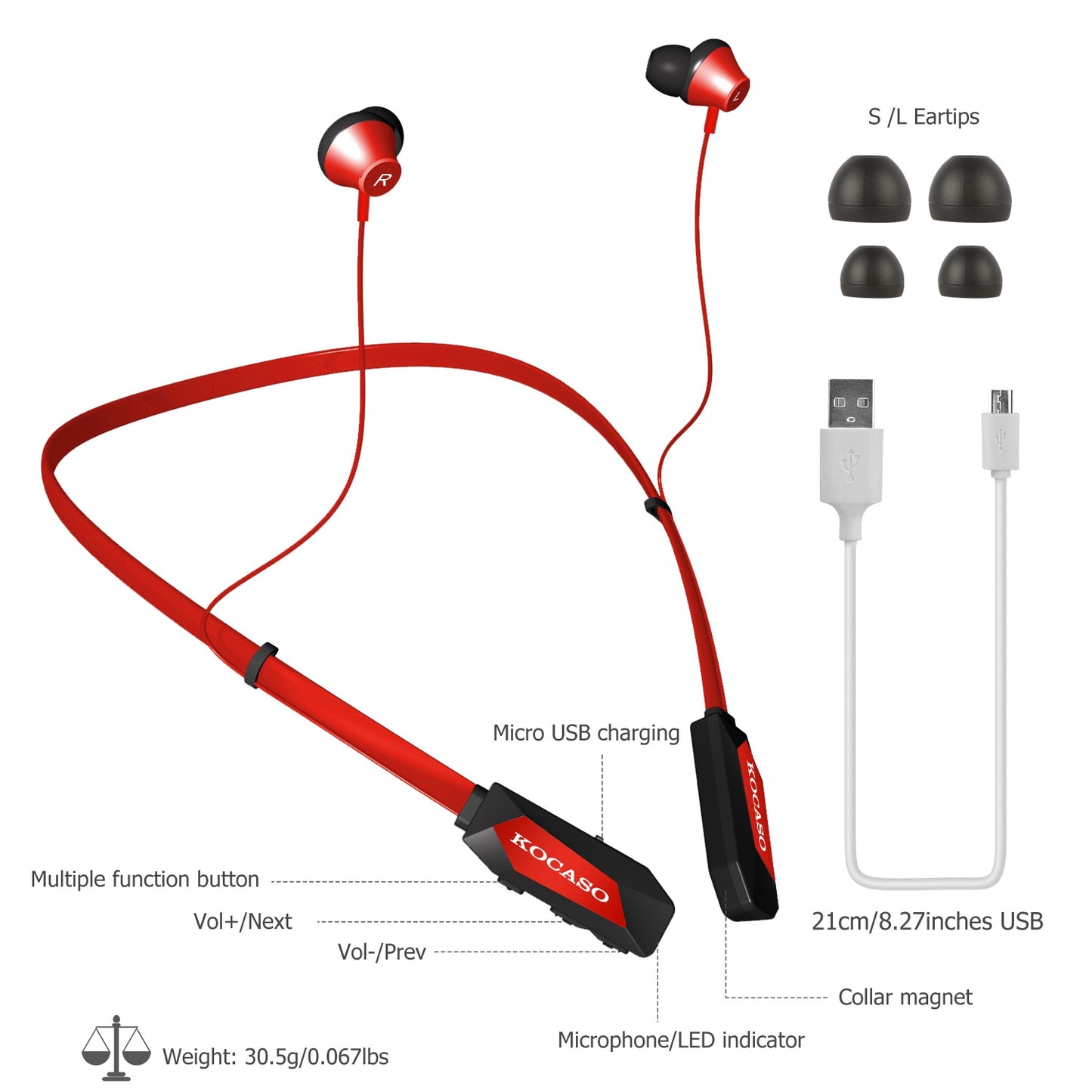 LJGelectro - Wireless Neckband Headphones V4.2 Sweat-proof Sport Headsets Earbuds In-Ear Magnetic Neckbands Stereo Earphone Deep Bass Earphone w/Mic 15Hrs Work Run