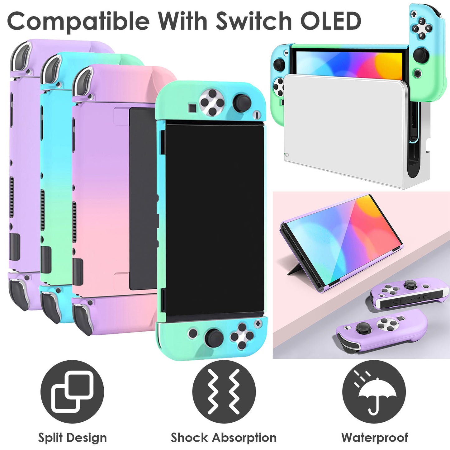 LJGelectro - Protective Shell Cover Hard Dockable Case Fit For Nintendo Switch OLED Joy Con Shell