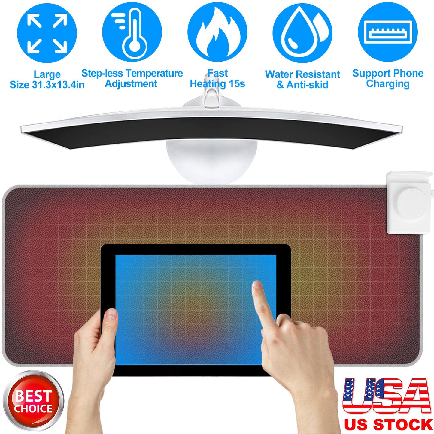 LJGelectro - Winter Desktop Hand Warmer Mat Heated Gaming Mouse Pad Large Mouse Pad Office Table Heating Mat Foot Warmer