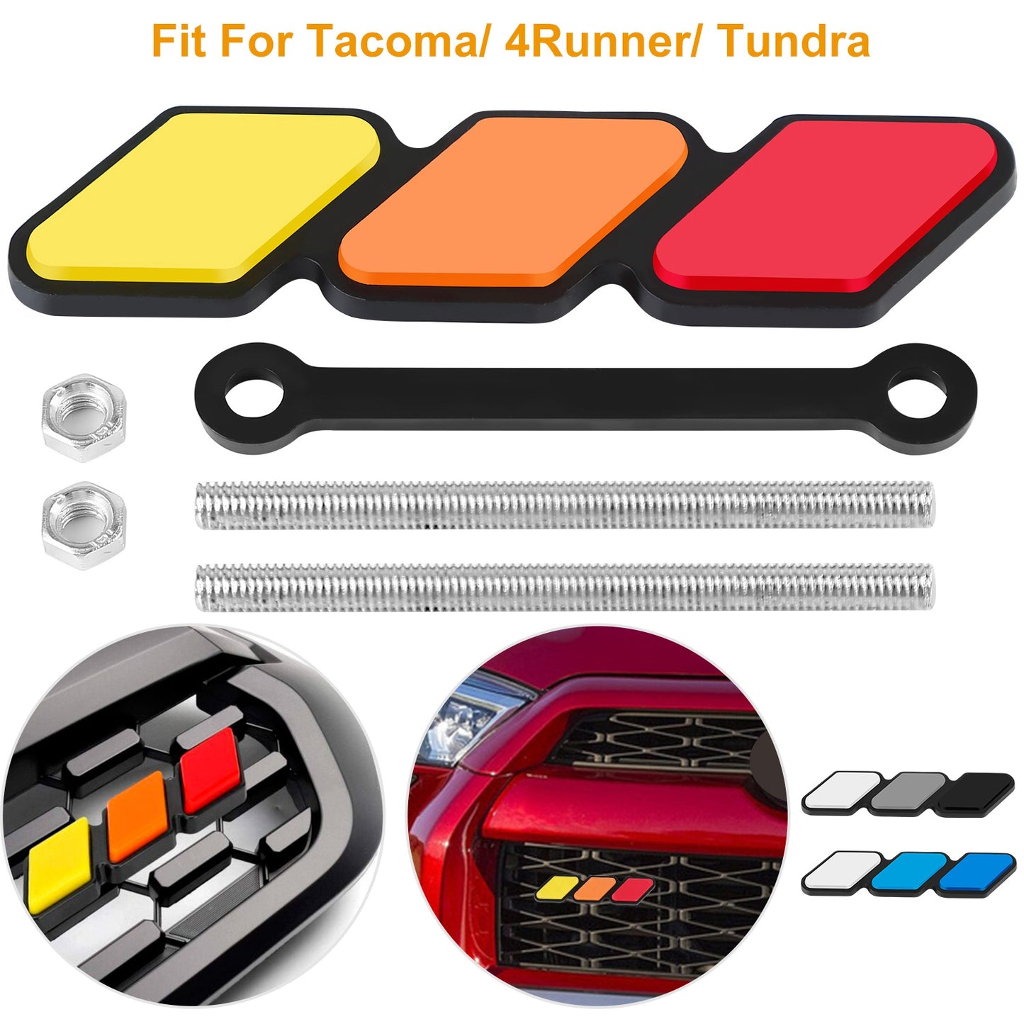 LJGelectro - Tri-color Grille Badge Emblem Fit For Toyota Tacoma 4Runner Tundra Decal Decor Grill Decoration