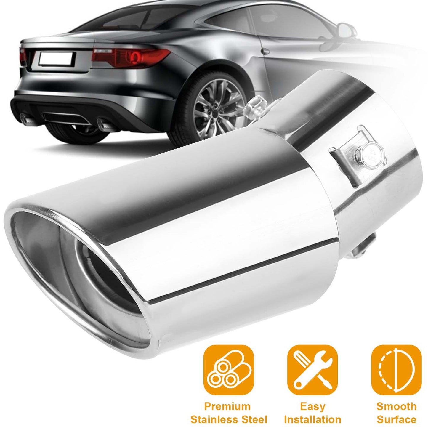 LJGelectro - Car Rear Exhaust Pipe Tail Muffler Tip Stainless Steel Tail Muffler Universal Exhaust Tail Pipe Fit For Most Car Such As BYD F3 F5 Nissan Chevrolet