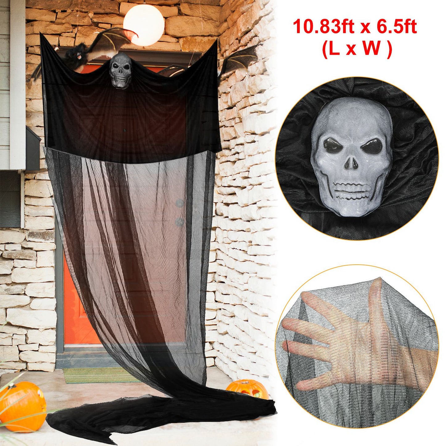 LJGelectro - Halloween Hanging Ghost Prop Hanging Skeleton Flying Ghost Animated Skeleton Ghost Halloween Decoration Hanging Scary Creepy Ghost 3.3m/10.8ft Long fo