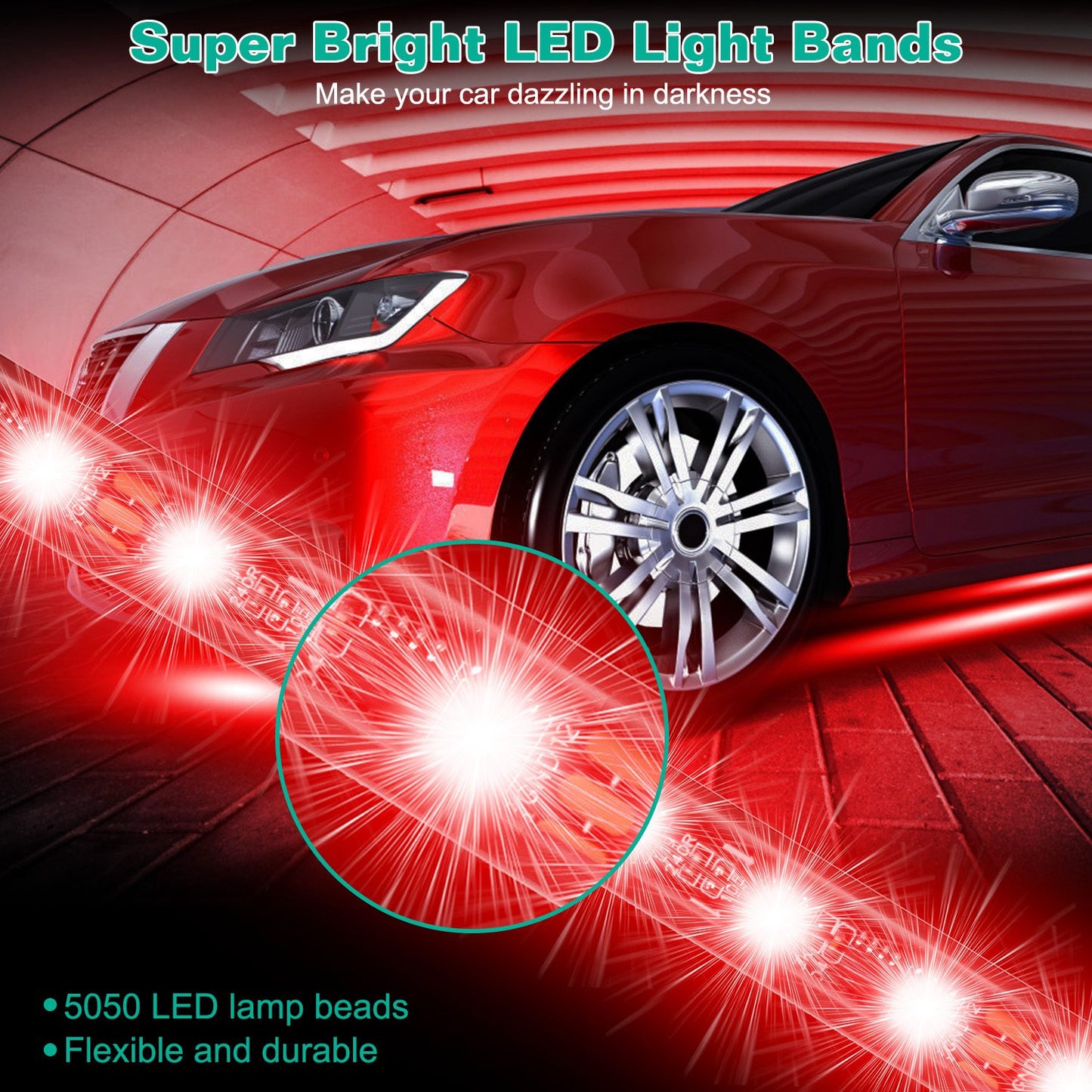 LJGelectro - Waterproof RGB Underglow LED Strip Remote App Control Car Underbody Light Music Control Exterior Underbody Lights DC 12V