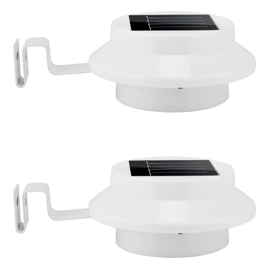 LJGelectro - 2Pcs Solar Powered Gutter Lights Outdoor IP65 Waterproof Dusk to Dawn Sensor Security Lamps Solar Wall Fence Yard Lamps