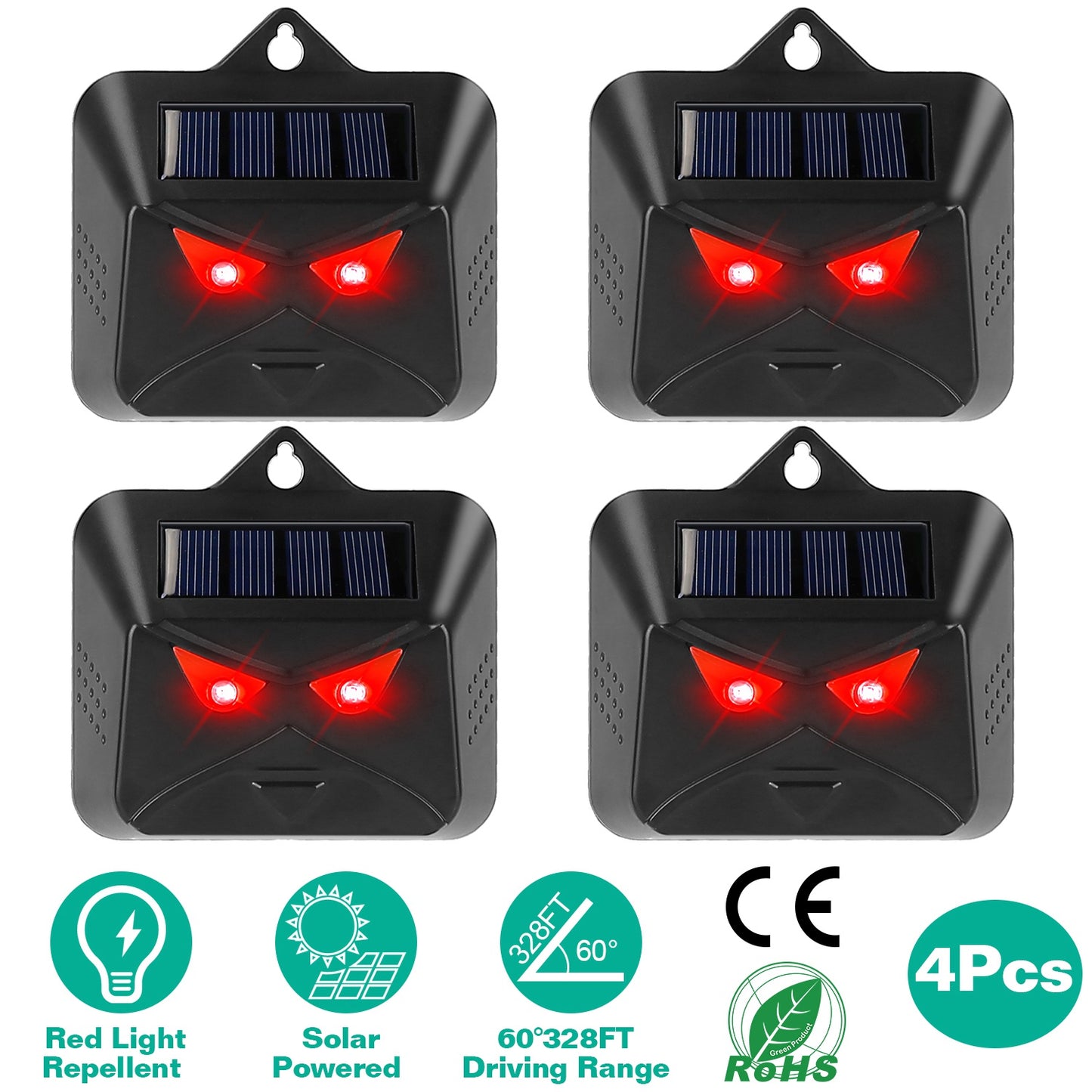 LJGelectro - 4Pcs Solar Predator Control Light Coyote Deterrent Deer Bird Repeller Lamp Animal Repellent for Garden Farm