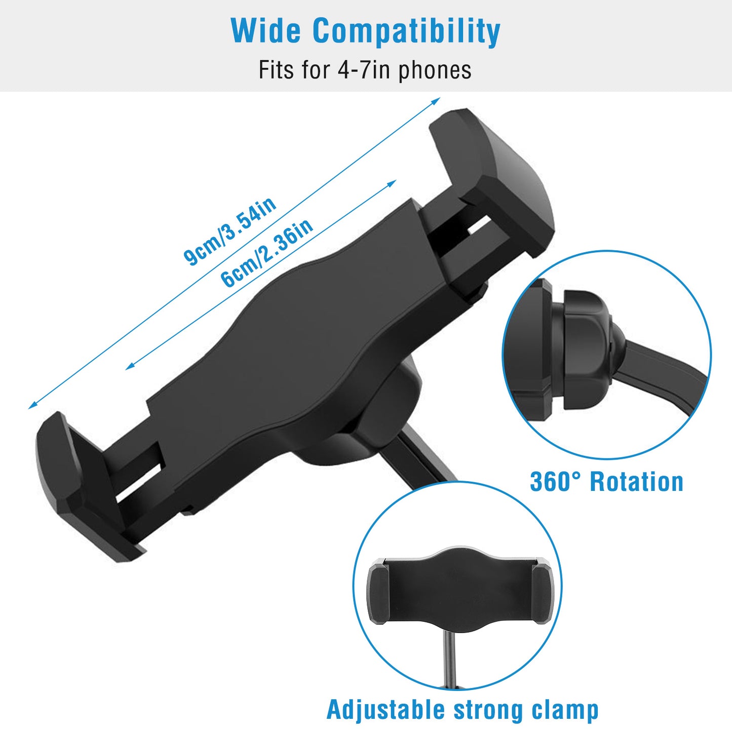 LJGelectro - Desktop Phone Stand Angle Height Adjustable Phone Clamp Mount Rotatable Cell Phone Holder For 4-7in Device Selfie Vlog Recording Streaming