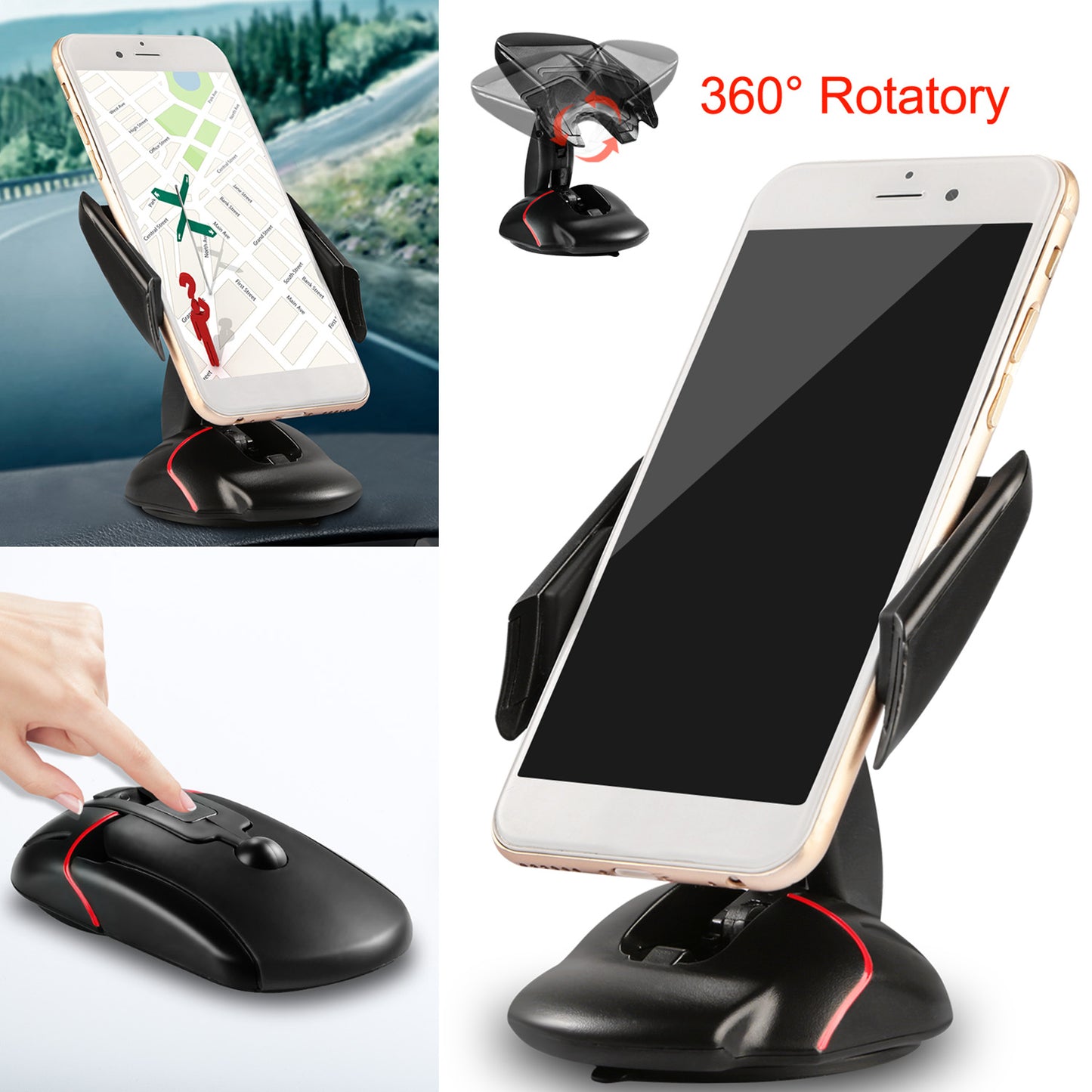 LJGelectro - Car Phone Holder Washable Strong Sticky Gel Pad Adjustable Dashboard Phone Mount Cradle for iPhone XS 8 7 Plus Samsung S9