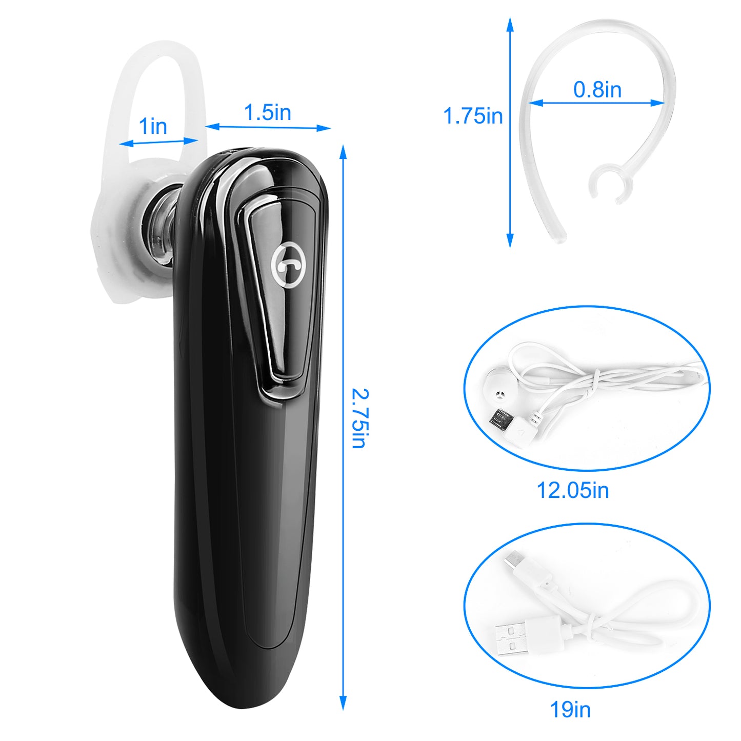 LJGelectro - Wireless V5.0 Neckband Headset Multipoint Noise Cancellation Earpiece 30Hrs Runtime Stereo Earphone For Driver Businessman Traveler