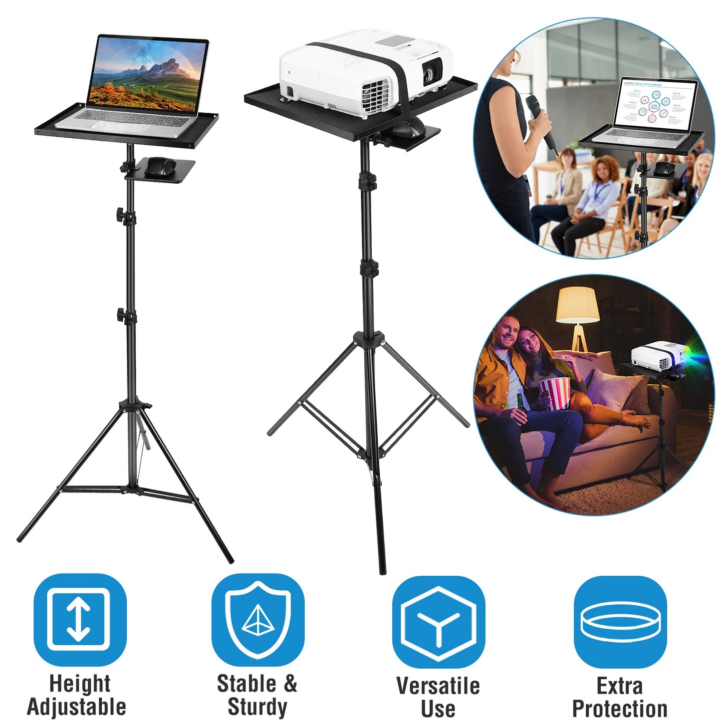 LJGelectro - Laptop Projector Tripod Stand Adjustable Height Notebook Floor Stand Portable Computer DJ Equipment Holder Mount Elevator For Presentation Studio